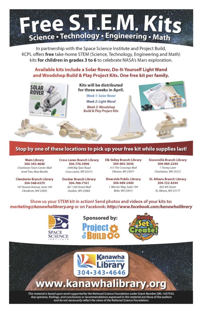 Flyer from Kanawha Co. Public Library advertising a STEM program